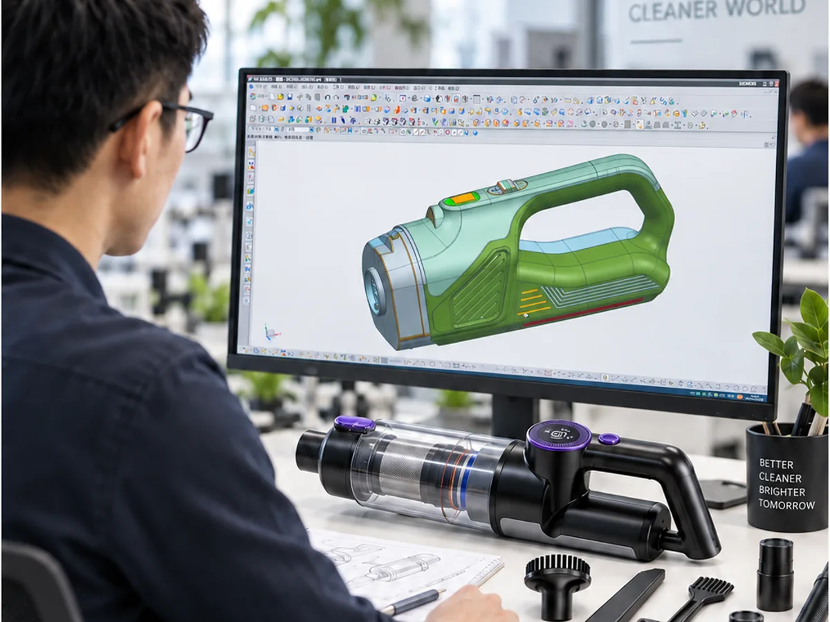 DRC engineer developing a handheld vacuum cleaner in CAD