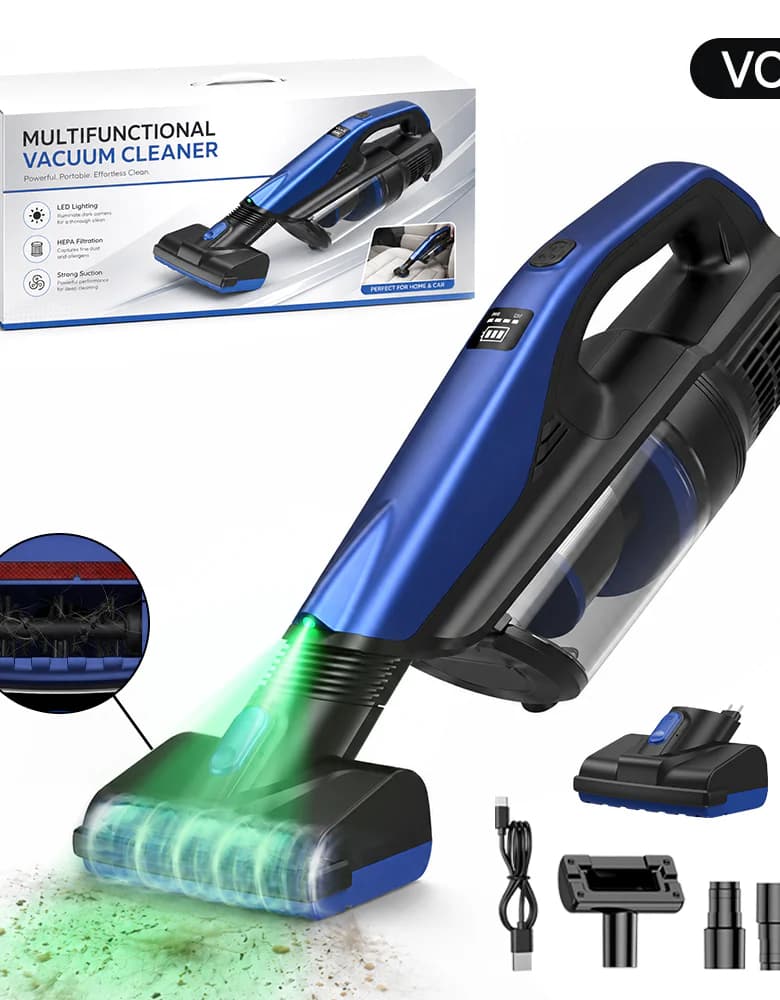 VC803 vacuum cleaner with retail box and accessory combination