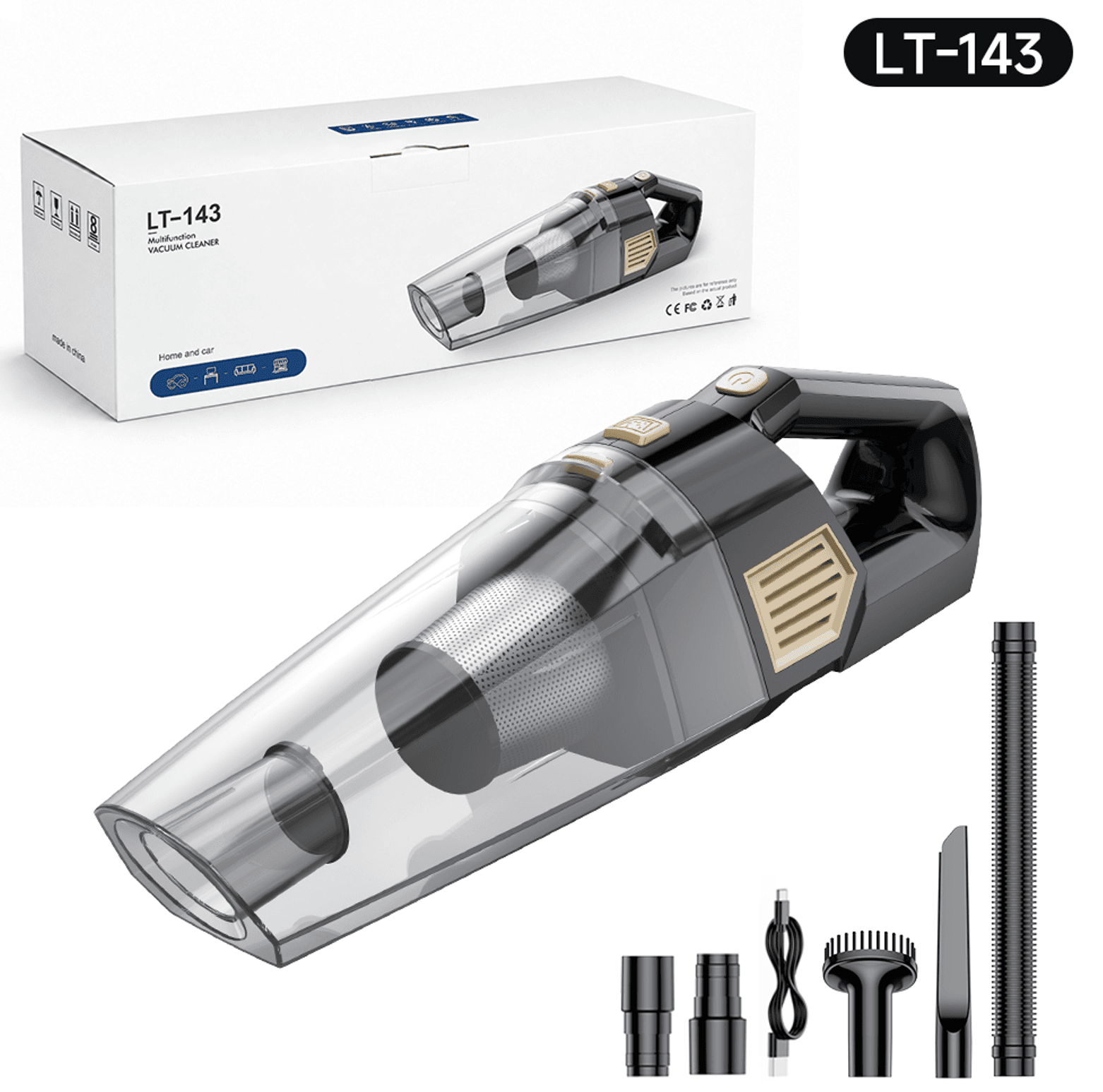 LT-143 brushed car vacuum cleaner with accessories