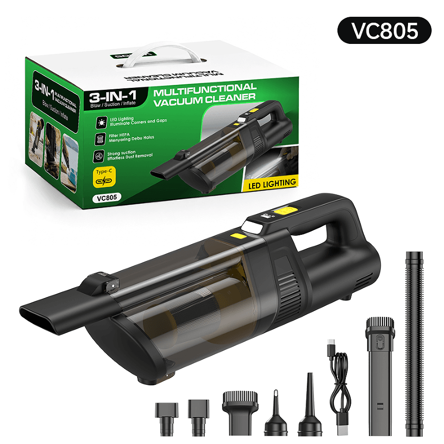 VC805 brushed car vacuum cleaner with accessories