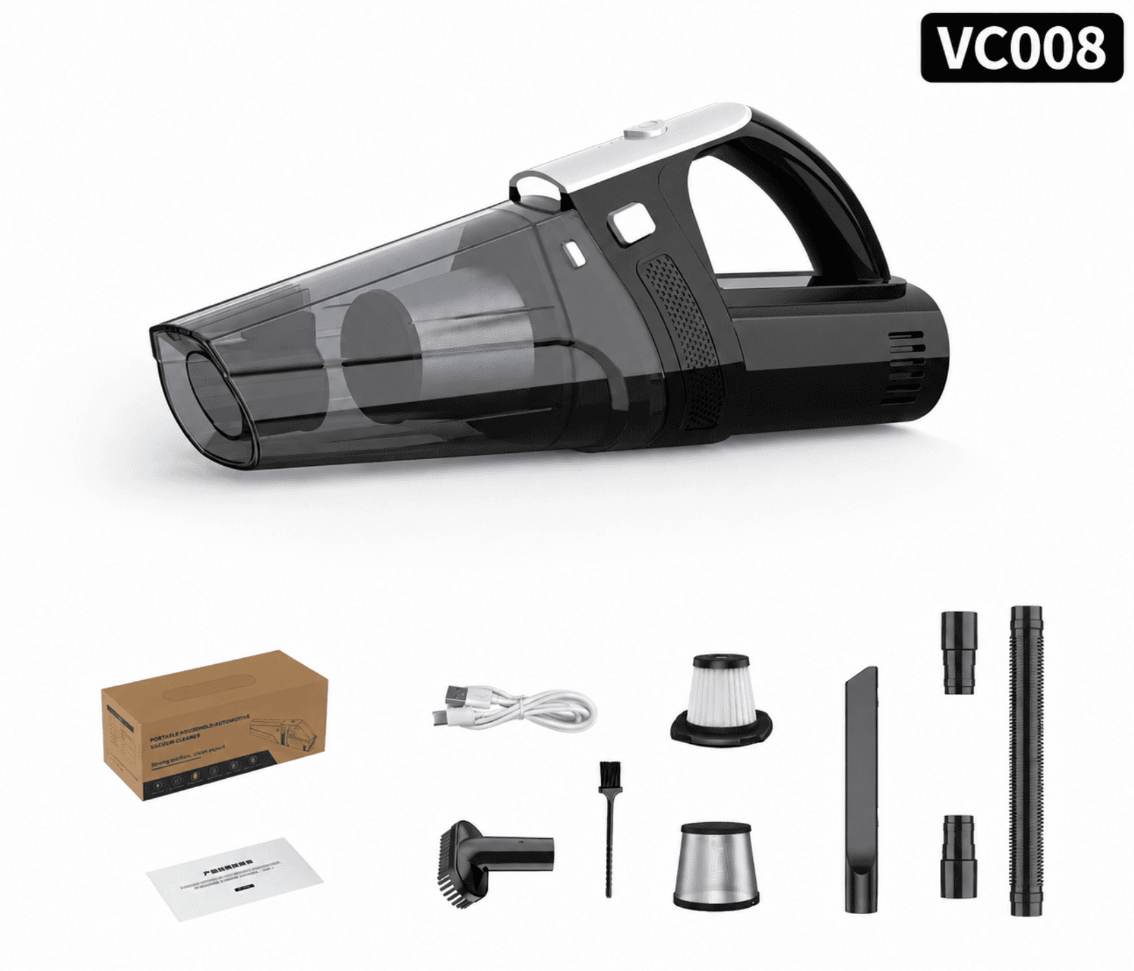 VC008 brushless car vacuum cleaner with accessories