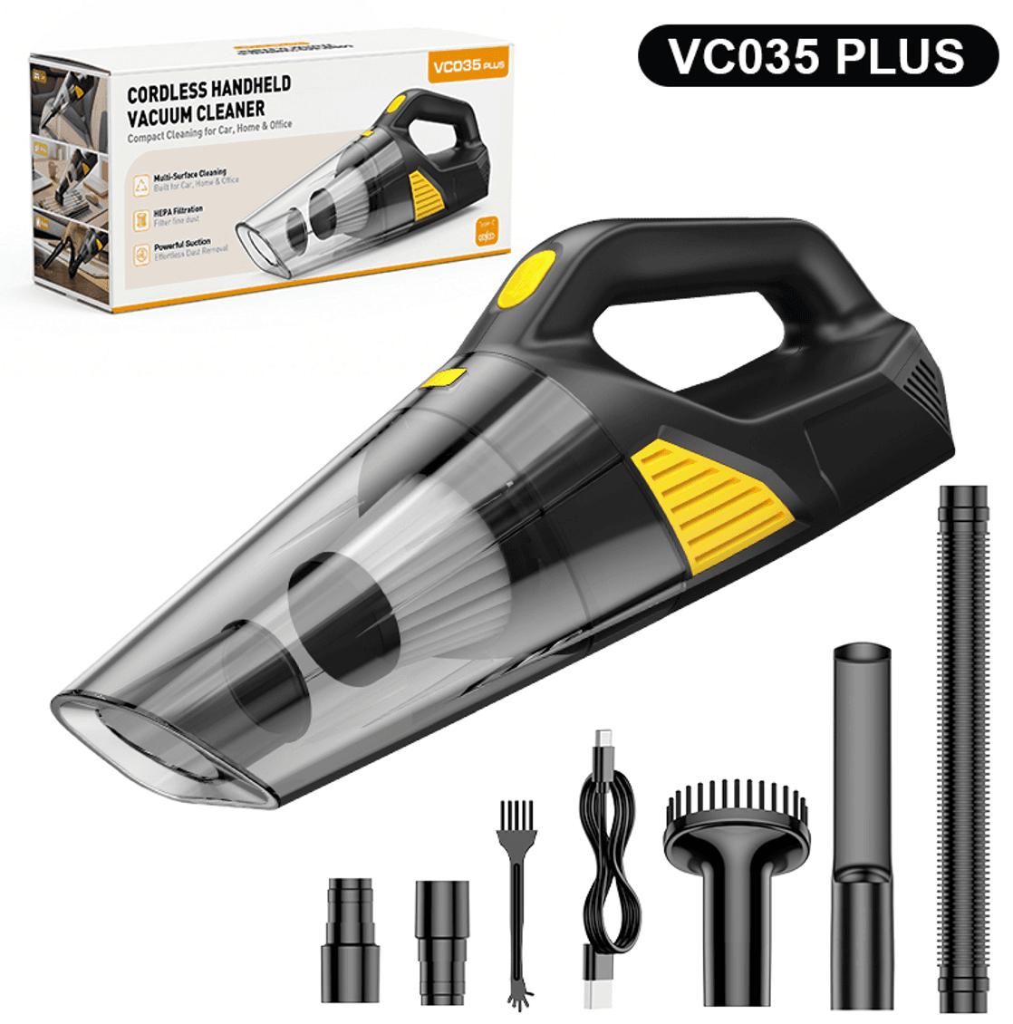 VC035 PLUS brushless car vacuum cleaner with accessories