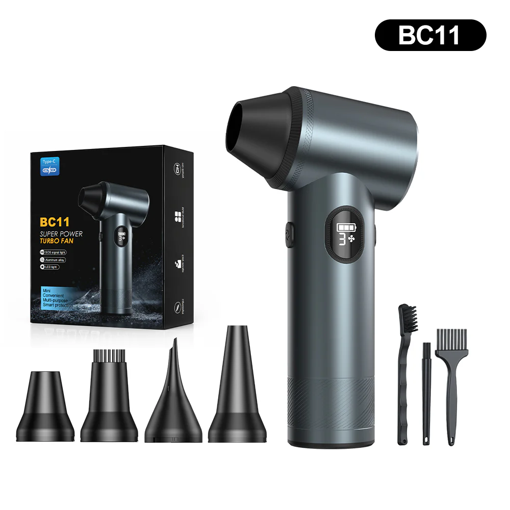BC11 brushless air blower with aluminum alloy housing and accessories