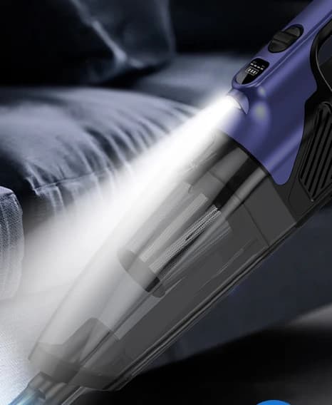 VC036S Front LED illuminating fabric during cleaning