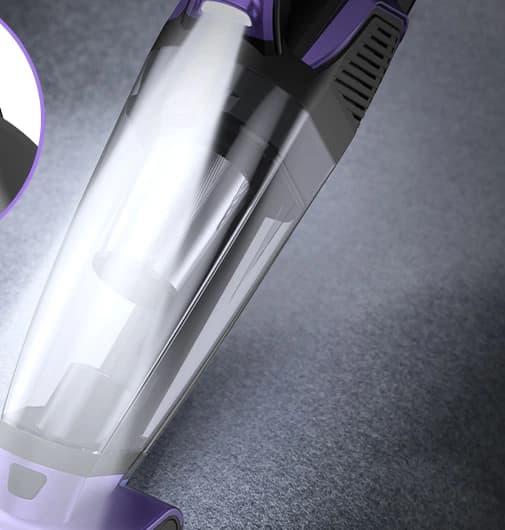 VC038S Front LED illuminating fabric during cleaning