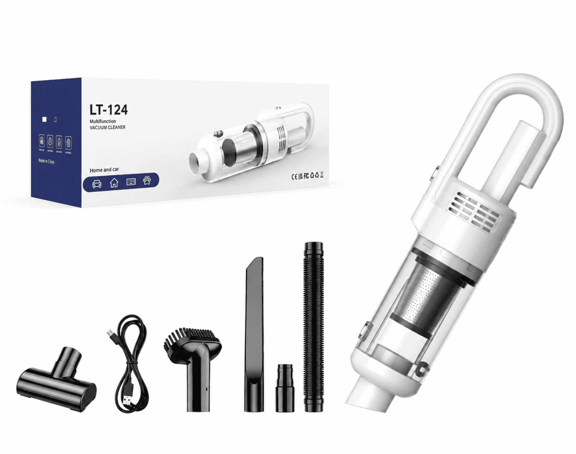 LT-124PLUS brushless car vacuum cleaner with accessories
