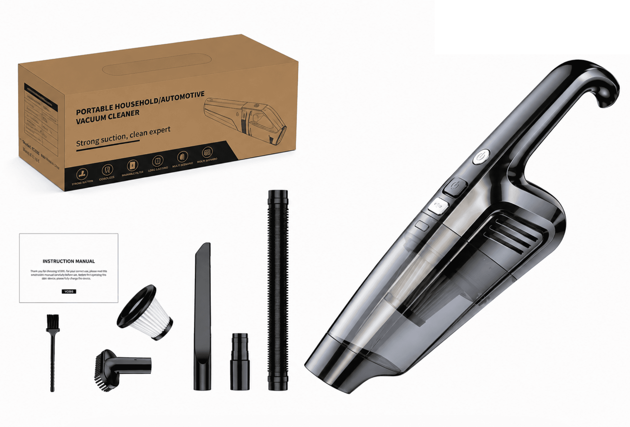 VC005 brushless car vacuum cleaner with accessories