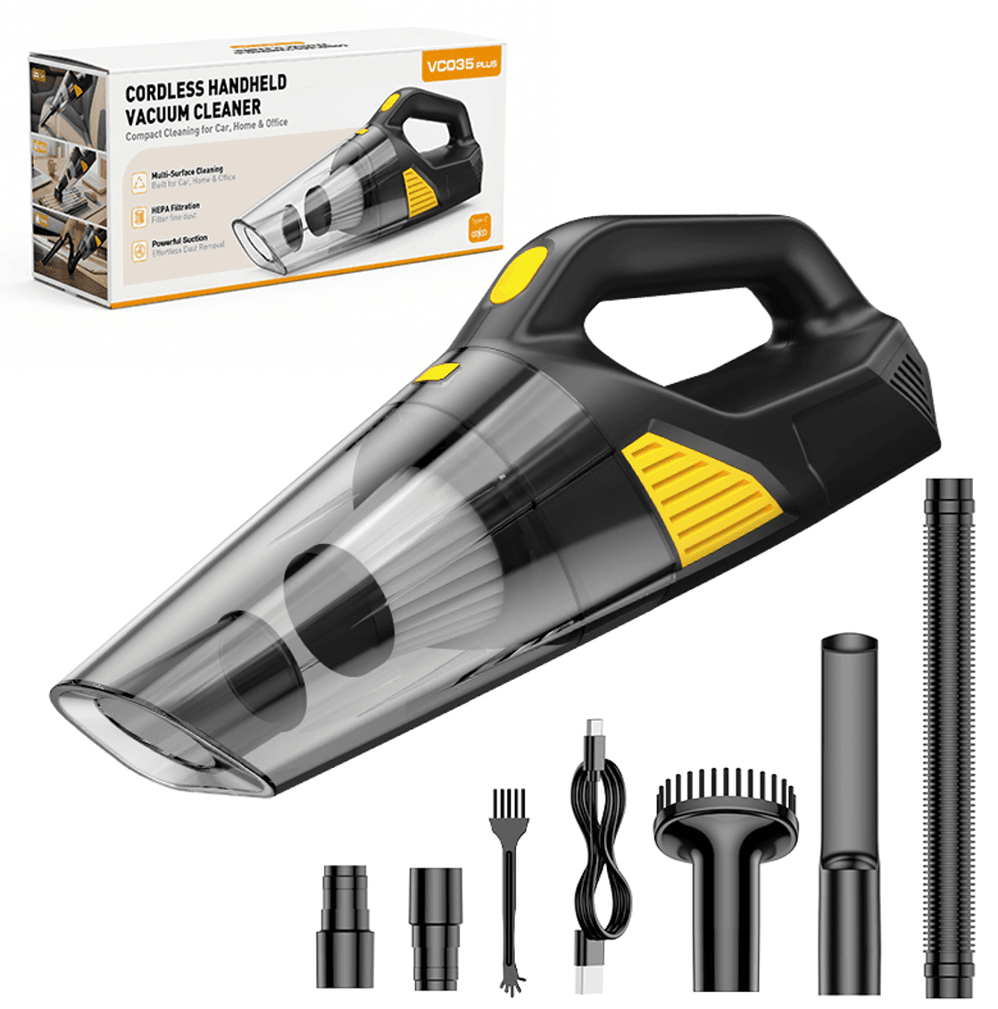 VC035 PLUS brushless car vacuum cleaner with accessories