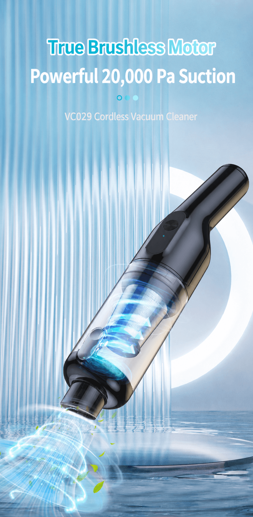 VC029 brushless car vacuum cleaner with 20000 Pa suction