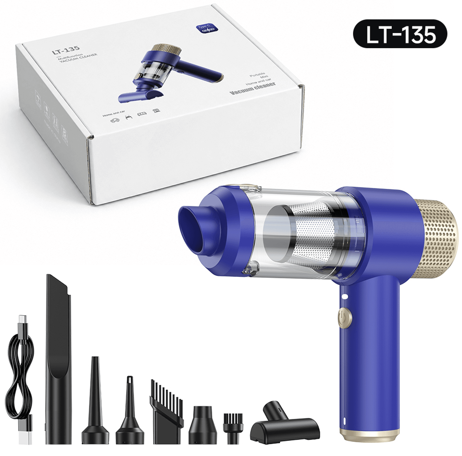 LT-135 brushed portable mini vacuum cleaner with accessories