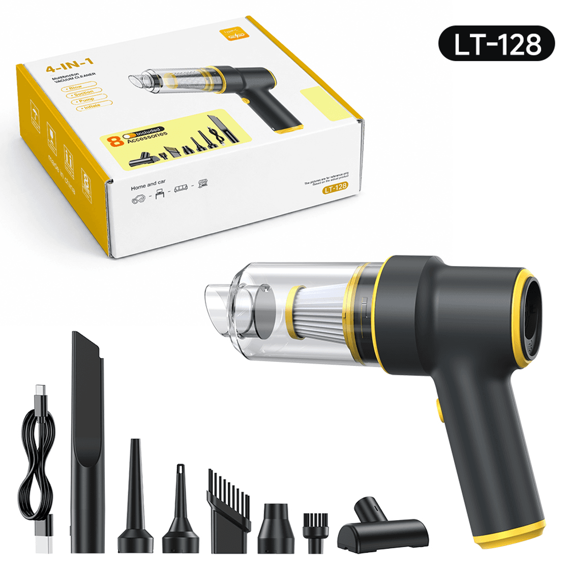 LT-128 PLUS brushless portable mini vacuum cleaner with accessories