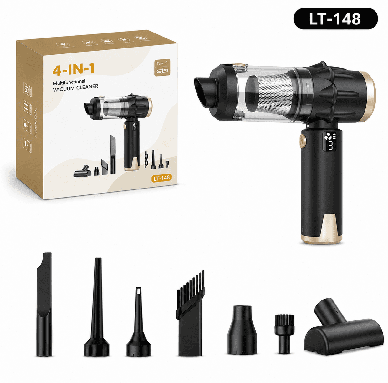 LT-148PLUS brushless portable mini vacuum cleaner with accessories