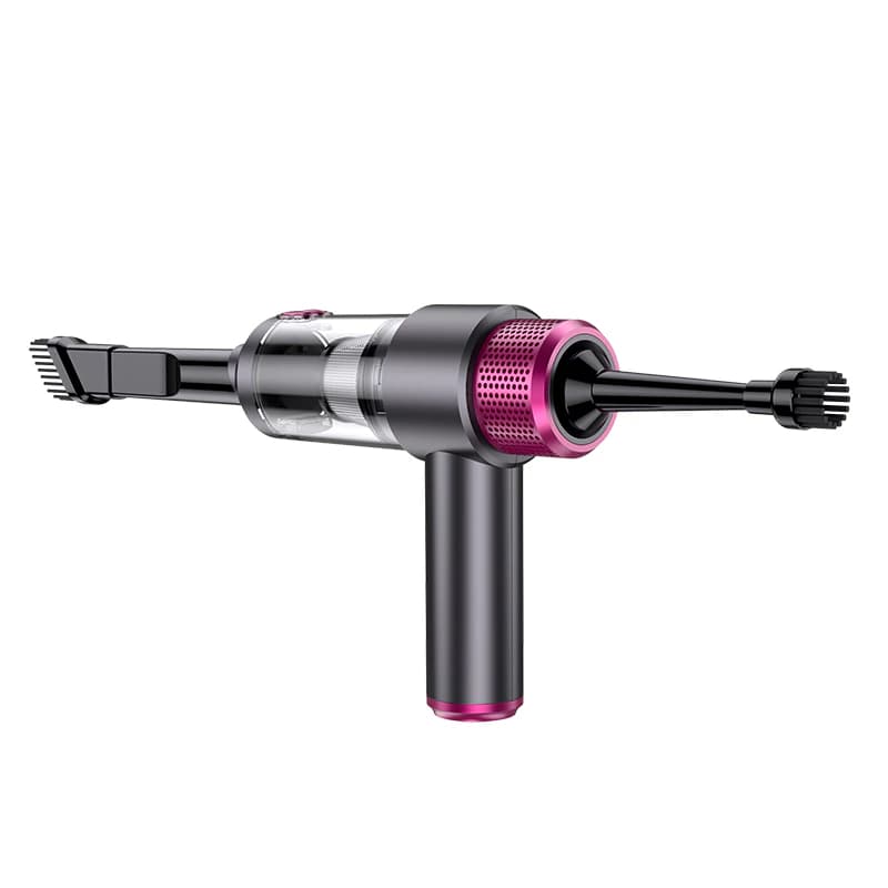 Gray and pink brushed portable mini vacuum cleaner