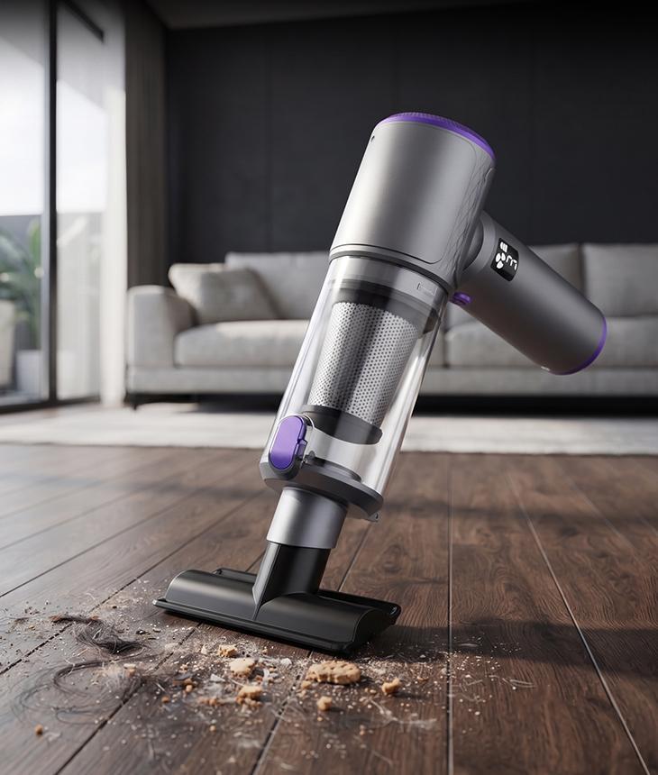 Handheld vacuum cleaner for automotive interior cleaning