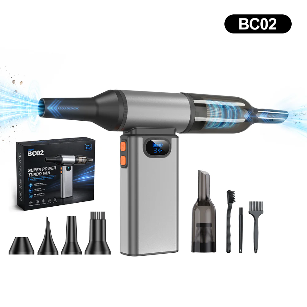 BC02 2-in-1 blow and vacuum electric air duster with accessories